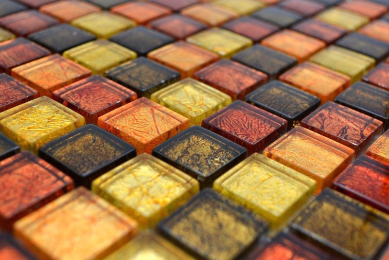 Mosaïque de verre or orange Carreau de mosaïque Structure Miroir de carrelage Cuisine Paroi de douche MOS120-07814