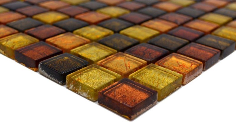 Mosaïque de verre or orange Carreau de mosaïque Structure Miroir de carrelage Cuisine Paroi de douche MOS120-07814