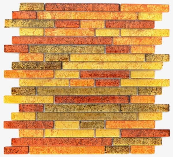 Mosaïque de verre or orange Carreau de mosaïque composite Structure Miroir de carrelage Cuisine Paroi de douche MOS86-07814