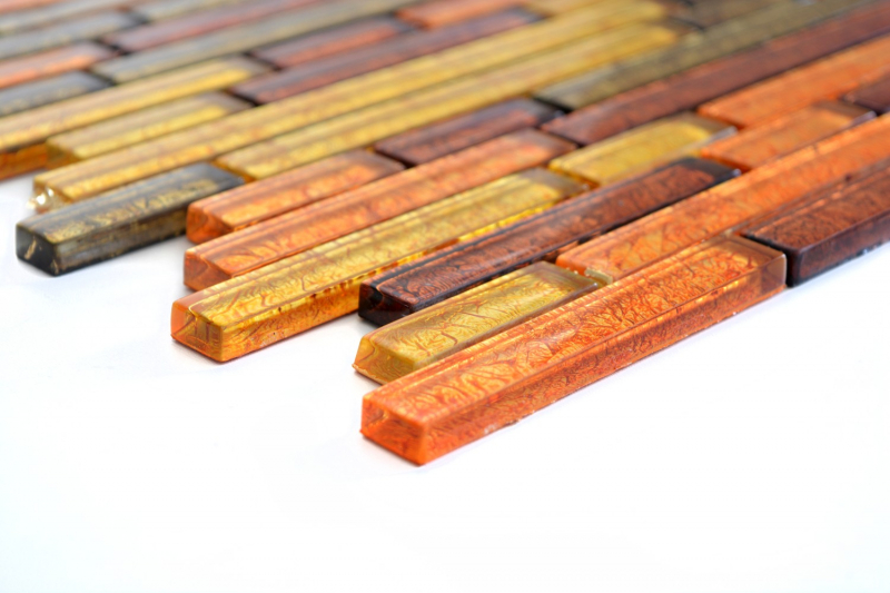 Mosaïque de verre or orange Carreau de mosaïque composite Structure Miroir de carrelage Cuisine Paroi de douche MOS86-07814