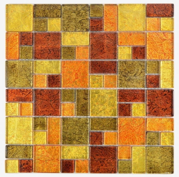 Mosaïque de verre or Carreau de mosaïque Combinaison orange Structure Carrelage cuisine Paroi de douche MOS88-07814