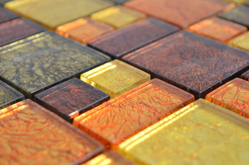 Mosaïque de verre or Carreau de mosaïque Combinaison orange Structure Carrelage cuisine Paroi de douche MOS88-07814