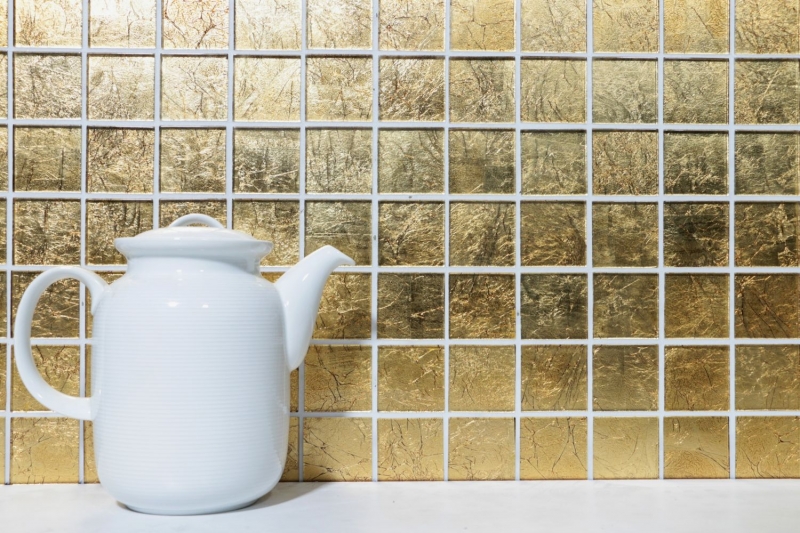 Mosaïque de verre or Carreau de mosaïque Structure Miroir de carrelage Cuisine Paroi de douche MOS120-0746