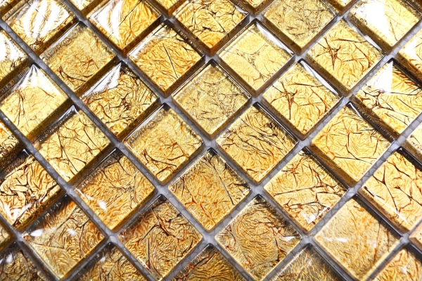 Mosaïque de verre or Carreau de mosaïque structure Carrelage cuisine Paroi de douche MOS120-0782