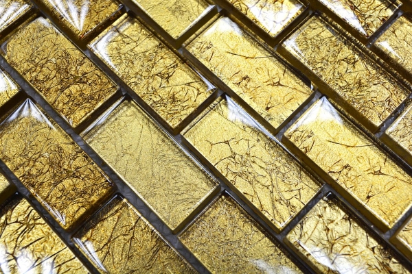 Mosaïque de verre or Carreau de mosaïque structure Carrelage cuisine Paroi de douche MOS120-0784
