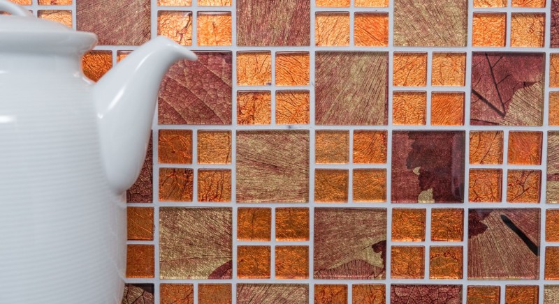 Mosaïque de verre orange Carreau de mosaïque Sunrise Carrelage cuisine Paroi de douche MOS88-8SRO