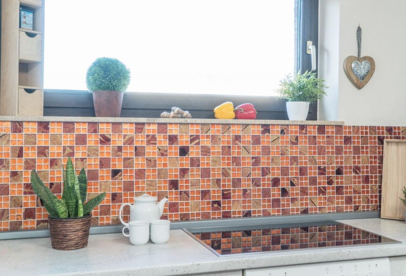 Mosaïque de verre orange Carreau de mosaïque Sunrise Carrelage cuisine Paroi de douche MOS88-8SRO