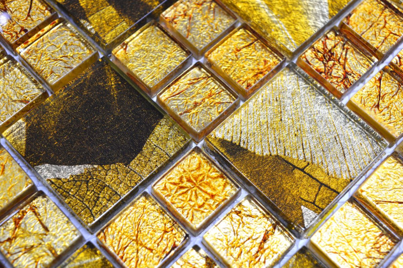 Motif manuel Carreau de mosaïque translucide Combinaison de mosaïque de verre Crystal Desert gold MOS88-8DSG_m