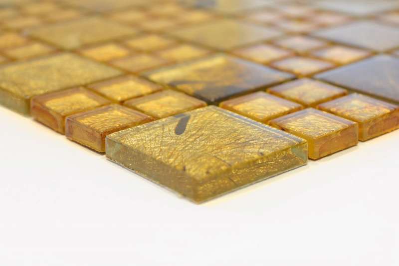 Motif manuel Carreau de mosaïque translucide Combinaison de mosaïque de verre Crystal Desert gold MOS88-8DSG_m