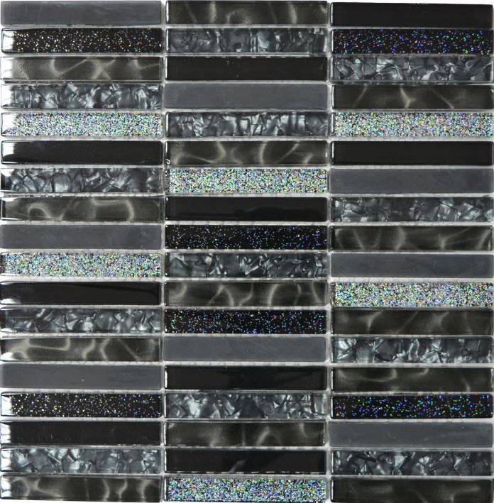 Mosaïque de verre en bâtonnets Carreaux de mosaïque gris scintillant anthracite noir MOS87-STNB