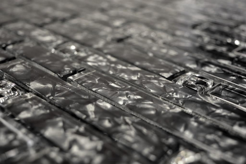 Mosaïque de verre Baguettes Carreaux de mosaïque gris anthracite noir MOS87-MV718