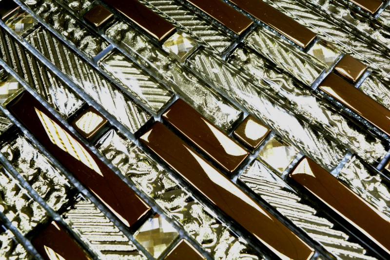 Motif à main Carreau de mosaïque composite translucide Mosaïque de verre Crystal EP or verre MOS86-0107_m