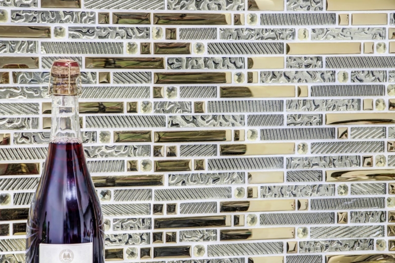 Mosaïque de verre en bâtonnets Carreaux de mosaïque Electroplated or MOS86-0107