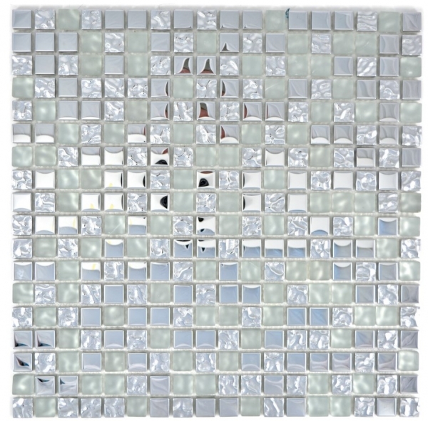 Motif manuel Carreau de mosaïque translucide en verre Crystal EP argenté verre givré MOS92-0217_m