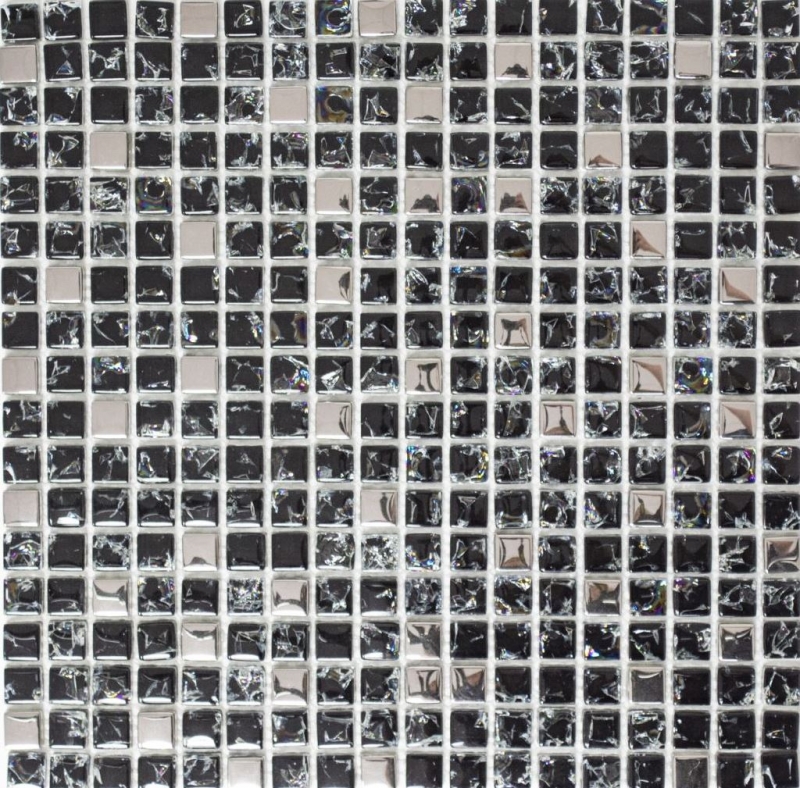 Échantillon manuel Carreau de mosaïque Translucide noir argent Mosaïque de verre Crystal EP noir argent MOS92-1099_m