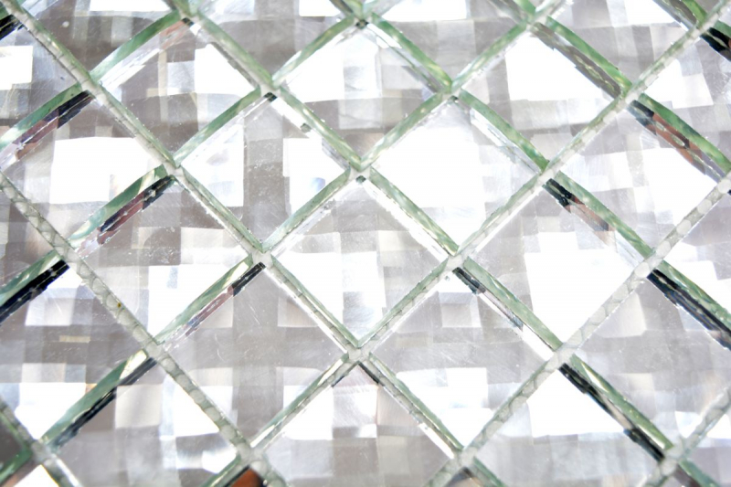 Carreau de mosaïque Translucide cristal Mosaïque de verre Crystal Glitter argent MOS130-0204_f | 10 Tapis de mosaïque