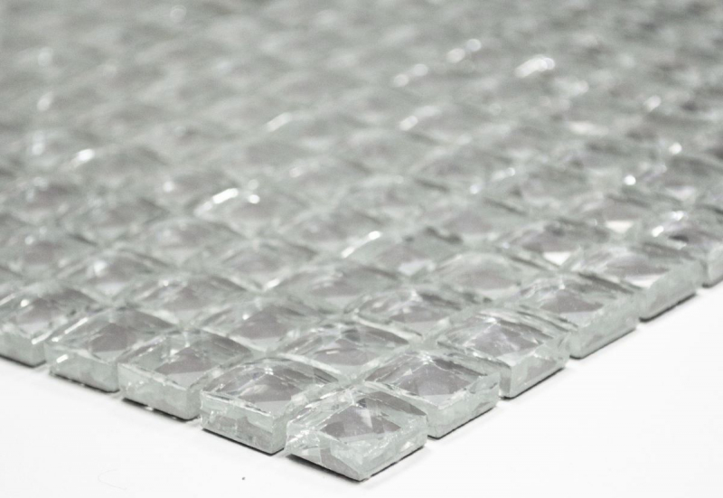 Carreau de mosaïque Translucide cristal Mosaïque de verre Crystal Glitter argent MOS130-0204_f | 10 Tapis de mosaïque