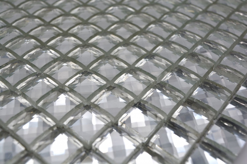 Mosaïque de verre aspect diamant Carreau de mosaïque argenté Miroir de carrelage cuisine MOS130-0204