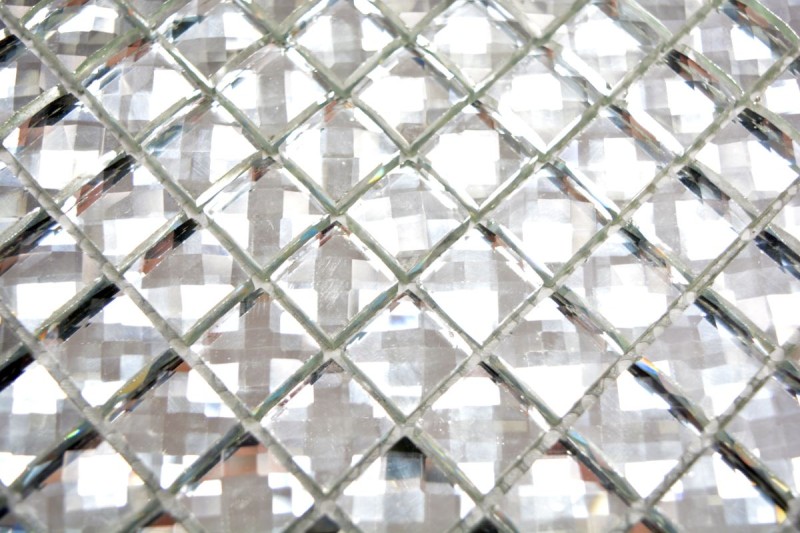 Mosaïque de verre aspect diamant Carreau de mosaïque argenté Miroir de carrelage cuisine MOS130-0208