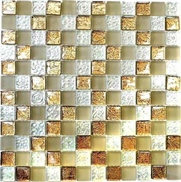 Motif main Carreau de mosaïque Translucide champagne Mosaïque de verre Crystal lustre champagne MOS88-8LU80_m