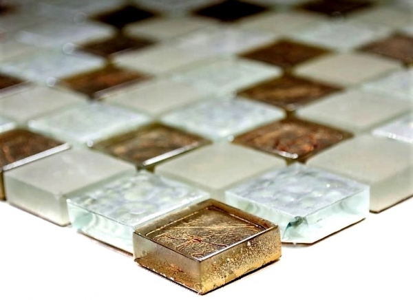 Motif main Carreau de mosaïque Translucide champagne Mosaïque de verre Crystal lustre champagne MOS88-8LU80_m