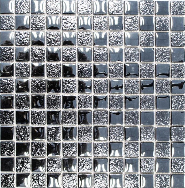 Motif main Carreau de mosaïque Translucide noir Mosaïque de verre Crystal Lüster noir MOS88-8LU89_m