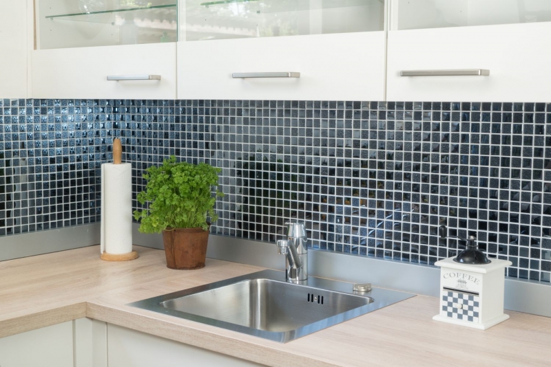 Lüster Luxe Deluxe Carreaux de mosaïque de verre Crystal graphite noir MOS88-8LU89