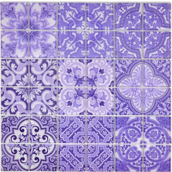 Motif à main Retro Vintage Carreau de mosaïque Translucide violet Mosaïque de verre Crystal ITALY MOS68-Retro-I_m