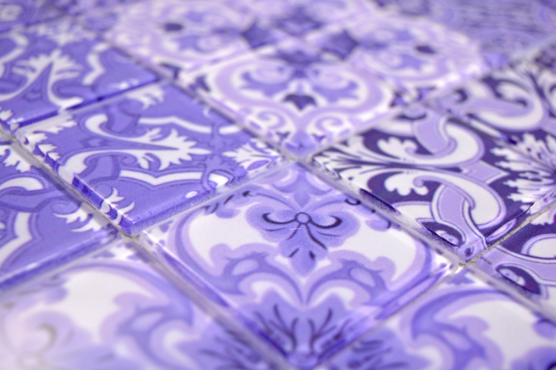 Motif à main Retro Vintage Carreau de mosaïque Translucide violet Mosaïque de verre Crystal ITALY MOS68-Retro-I_m