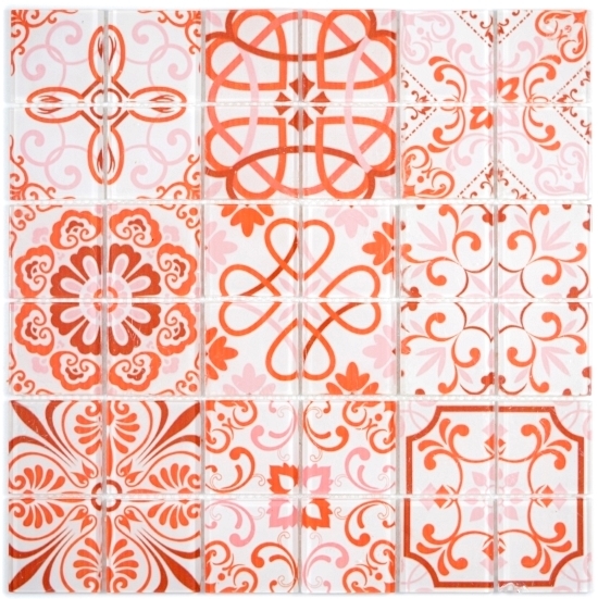 Motif à main Retro Vintage Carreau de mosaïque Translucide rouge Mosaïque de verre Crystal SWISS MOS68-Retro-SW_m