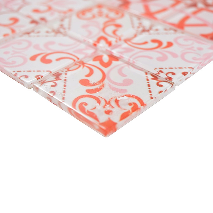 Mosaïque rétro vintage rouge translucide Mosaïque de verre Crystal SWISS MOS68-Retro-SW_f | 10 tapis de mosaïque