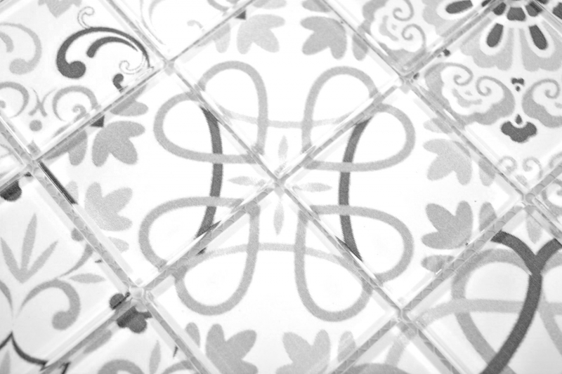 Motif à main Retro Vintage Carreau de mosaïque Translucide gris Mosaïque de verre Crystal GERMANY MOS68-Retro-G_m