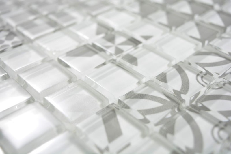Mosaïque de verre Retro Vintage Carreau de mosaïque blanc gris MOS88-Retro-35