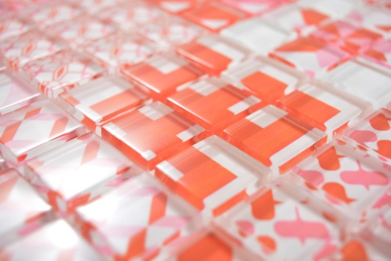 Mosaïque de verre Rétro Vintage Carreaux de mosaïque blanc orange rouge MOS88-Retro-37