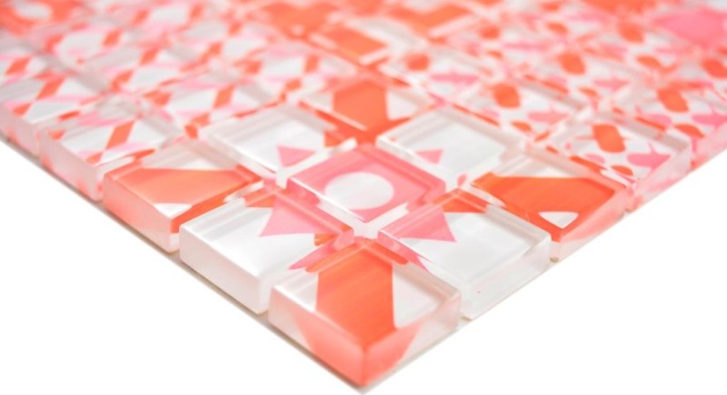 Mosaïque de verre Rétro Vintage Carreaux de mosaïque blanc orange rouge MOS88-Retro-37