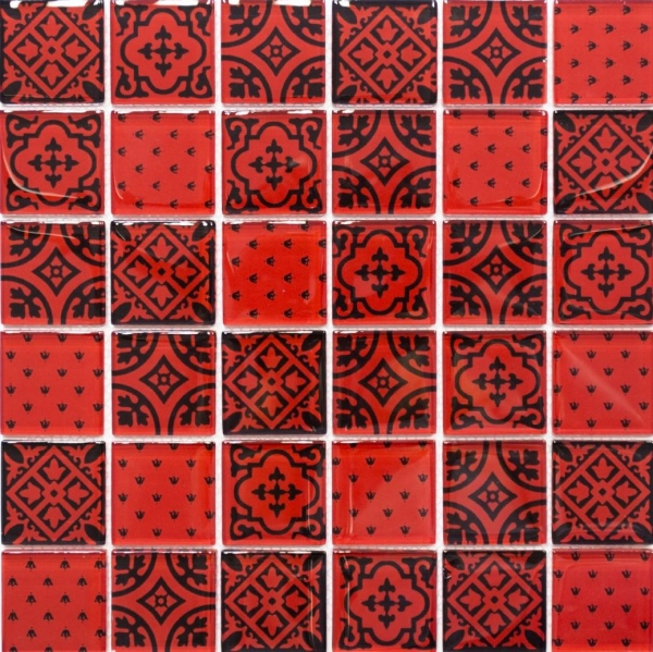 Mosaïque de verre Retro Vintage Ornements Carreaux de mosaïque optique rouge MOS78B-0902