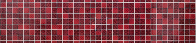 Retro Vintage Carreau de mosaïque Fond de cuisine Translucide rouge Mosaïque de verre Crystal optique rouge MOS78B-0902_f | 10 Tapis de mosaïque