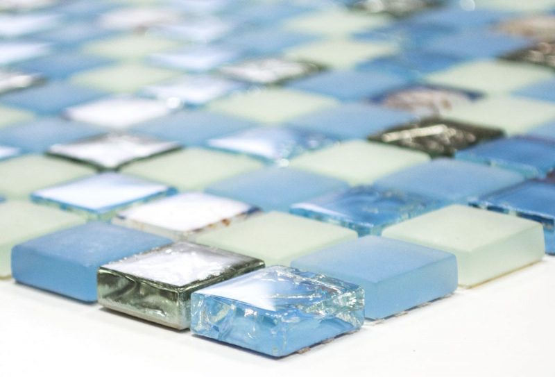 Motif manuel Carreau de mosaïque Translucide bleu Mosaïque de verre Crystal Coquille bleue MOS82B-0104_m