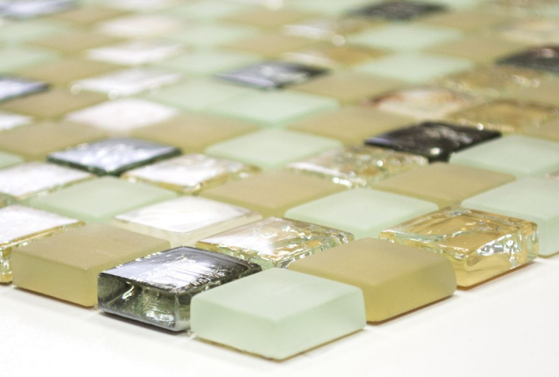 Carreau de mosaïque Translucide beige Mosaïque de verre Crystal Coquille beige MOS82B-0112_f | 10 Tapis de mosaïque