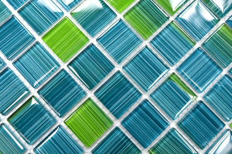 Mosaïque de verre Trait jaune turquoise vert Mosaïque de piscine MOS64-0509