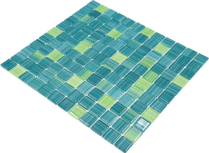 Mosaïque de verre Trait jaune turquoise vert Mosaïque de piscine MOS64-0509