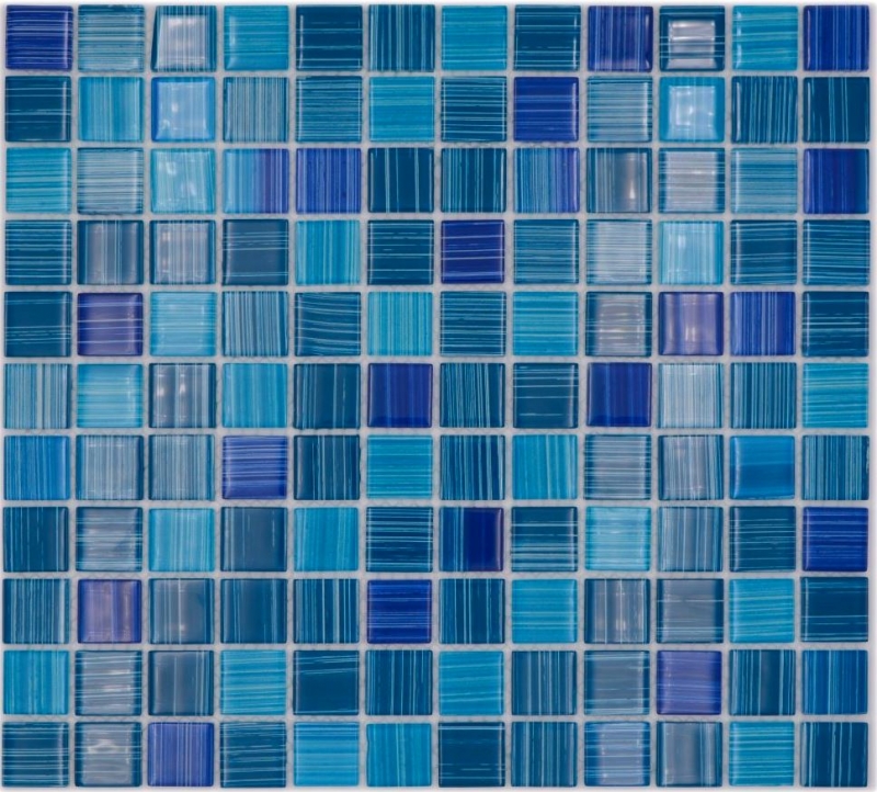 Mosaïque de verre Trait turquoise bleu Mosaïque de piscine MOS64-0409