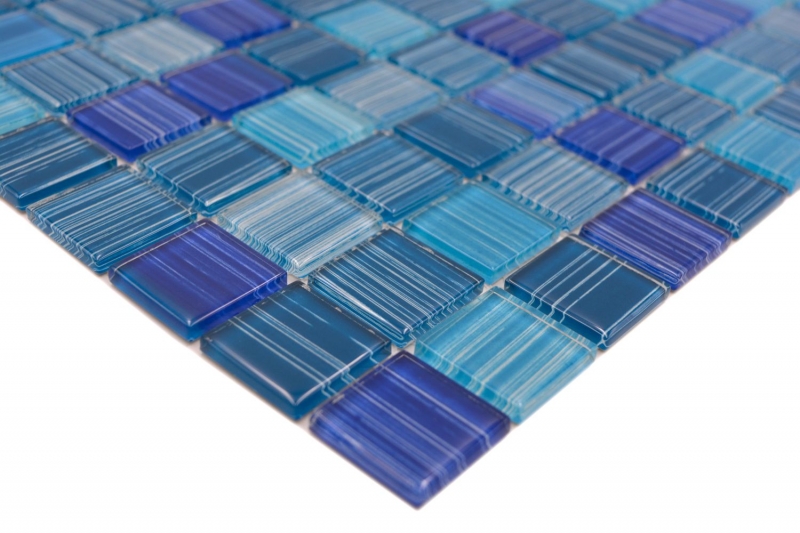 Mosaïque de verre Trait turquoise bleu Mosaïque de piscine MOS64-0409