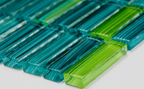 Mosaïque de verre Mosaïque Style Bâtonnets bouteilles vert turquoise kiwi Fond de cuisine MOS77-0508