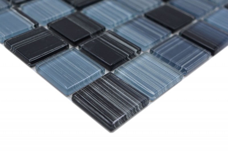 Mosaïque de verre Carreaux de mosaïque trait anthracite noir Mosaïque de piscine MOS64-0302