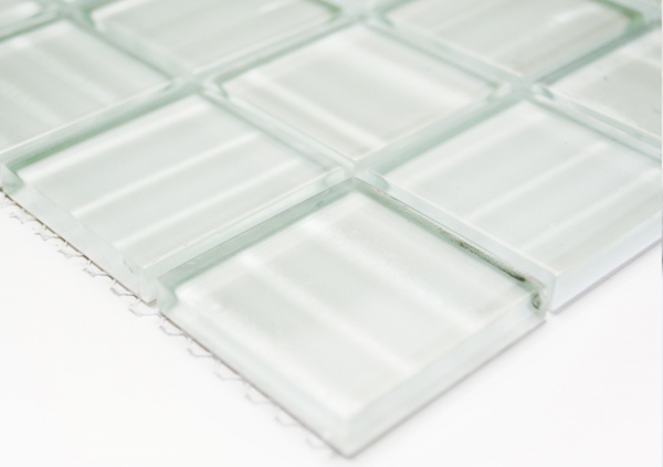 Carreau de mosaïque translucide blanc Mosaïque de verre Crystal Hologram code-barres blanc MOS110-0104_f | 10 tapis de mosaïque