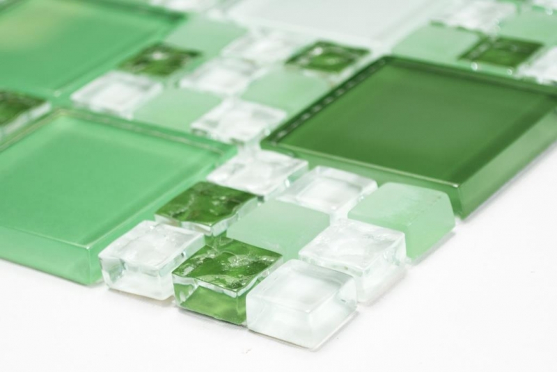 Mosaïque de verre Carreaux de mosaïque blanc vert flschengrün MOS78-0504