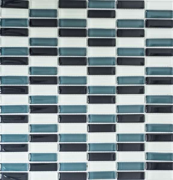 Mosaïque de verre Baguettes Carreaux de mosaïque blanc gris noir SALLE DE BAINS WC CUISINE MUR MOS77-0204