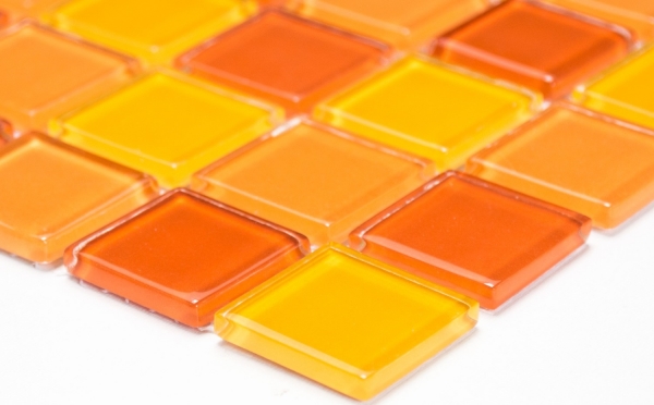 Échantillon manuel Carreau de mosaïque translucide jaune orange rouge Mosaïque de verre Crystal jaune orange rouge MOS62-0802_m