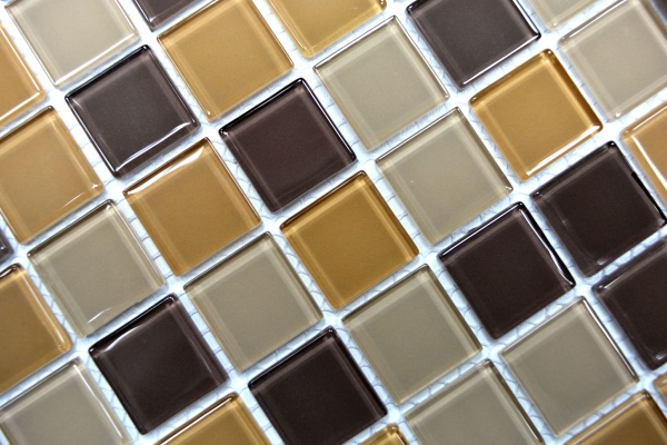 Motif à main Carreau de mosaïque Translucide brun Mosaïque de verre Crystal brun SALLE DE BAINS WC CUISINE MUR MOS62-1302_m
